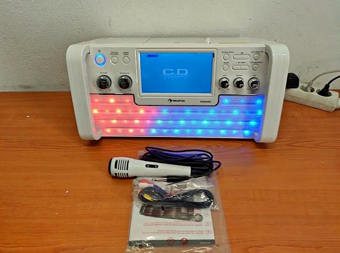 Караоке-система Auna DiscoFever LED (Bluetooth,USB,AUX,CD)white