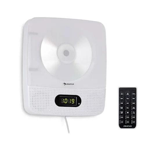 Auna Vertiplay Bluetooth плеер со встроенным CD, AUX, FM-радио, цифровыми часами и подсветкой (white)