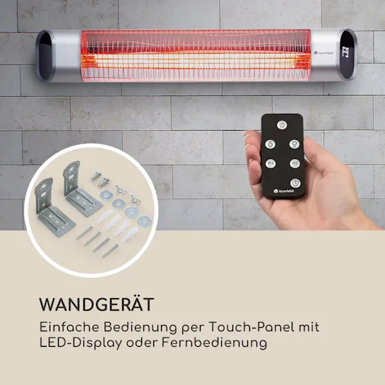 Инфракрасный обогреватель Blumfeldt Dark Wave 2000 Вт, углеродная трубка с золотым покрытием, IP65