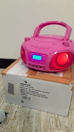 Бумбокс Auna Roadie Sing c функцией караоке,Bluetooth,USB,AUX (Pink)