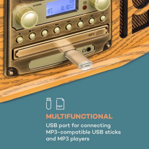 Стерео ретро проигрыватель Auna NR620 (Bluetooth,vinyl,cassette deck,CD,MP3,AUX,USB,DAB,FM)