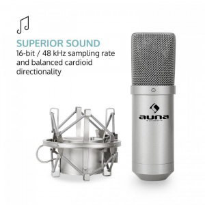 Конденсаторный микрофон Auna MIC-900S USB (Silver)