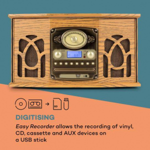 Стерео ретро проигрыватель Auna NR620 (Bluetooth,vinyl,cassette deck,CD,MP3,AUX,USB,DAB,FM)