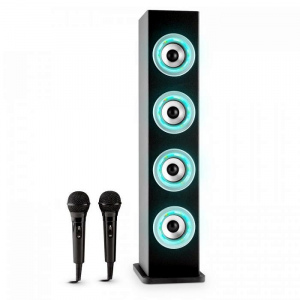 Активная караоке-колонка Black Auna Karaboom (LED,Bluetooth,USB,AUX,2-microphone)