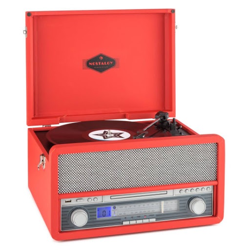 Ретро центр Auna Belle Epoque 1907 (BT,USB,AUX,Кассеты,CD,Винил,FM) Red