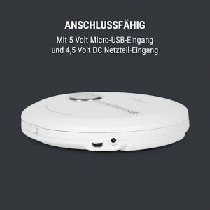 CD-плеер oneConcept CDC 100 MP3 Discman (CD-R,RW,MP3,Antishock,ESP,Micro-USB) White